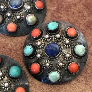 Vintage Chinese Buttons w/ Lapis, Turquoise, Coral